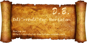 Dörnhöfer Bertalan névjegykártya
